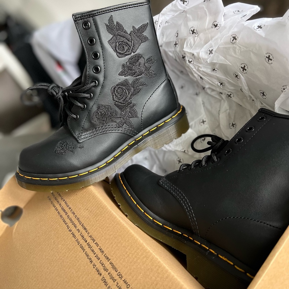 Doc martens floral boots size 6